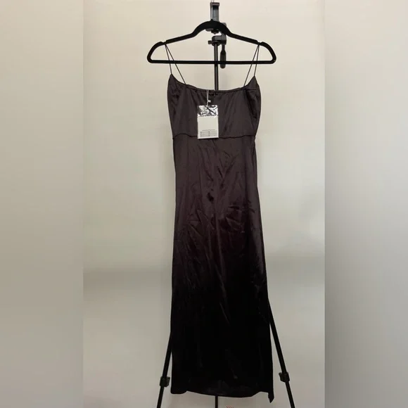 **Never Worn/With Tags** Spaghetti Strap Satin Cocktail Evening Dress Blk|Small - Picture 8 of 12